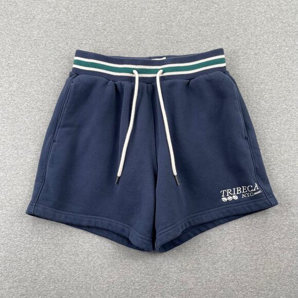 Abercrombie & Fitch Fleece Sweat Shorts Women XS Blue Green Drawstring Retro - Picture 1 of 12